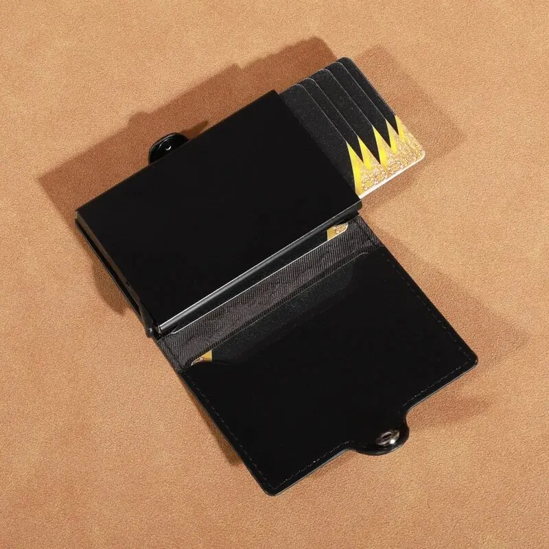 Carbon Fiber Credit Card Holder Wallets Men Brand Rfid Black Magic Trifold Leather Slim Mini Wallet Small Money Bag Male Purses