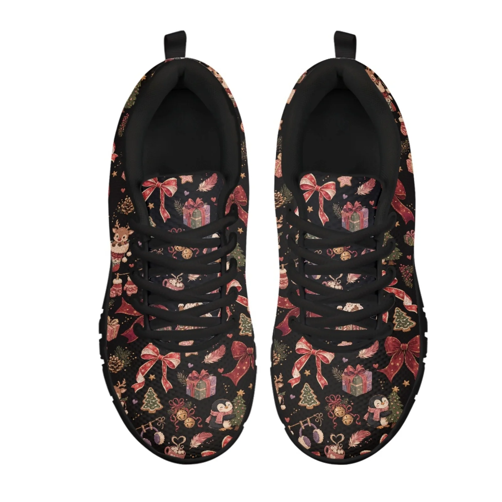 Coloranimal Christmas Festive Pattern Women Lightweight Breathable Work Shoes for Nurses Standing All Day Anti-Skid Shoes