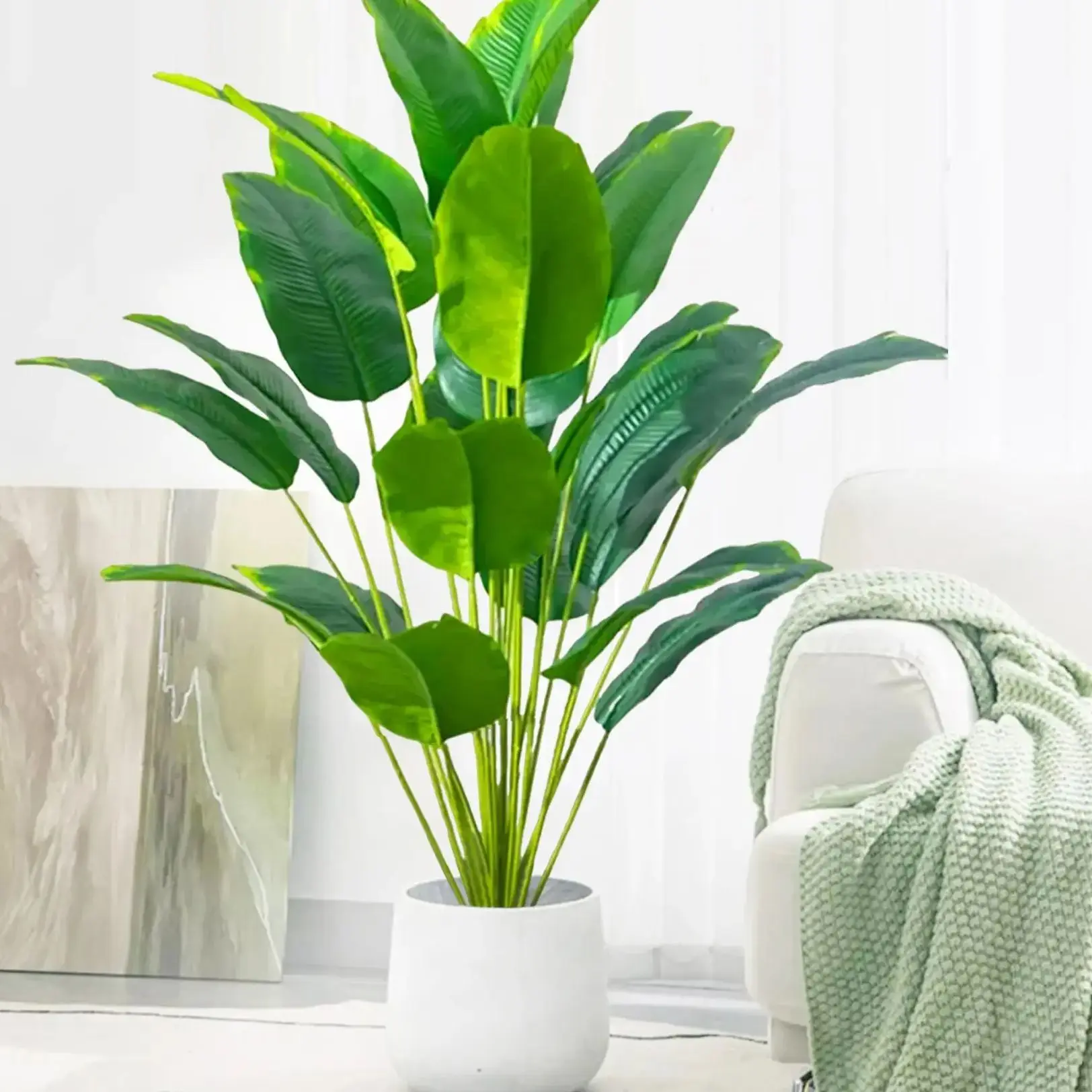 

65-120cm （47.2in） Large Tropical Palm Tree Fake Banana Plant Leaves Real Touch Strelitzia Reginae Plastic Plant for Home Garden