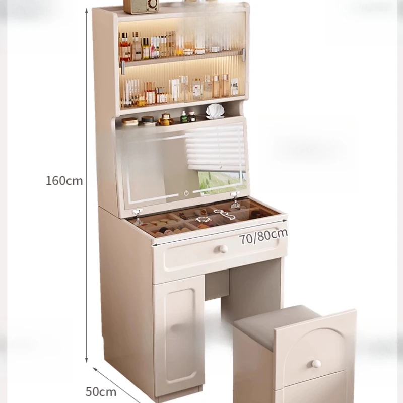 

Solid wood dresser light luxury bedroom medieval makeup table with stool desk ultra-narrow storage cabinet