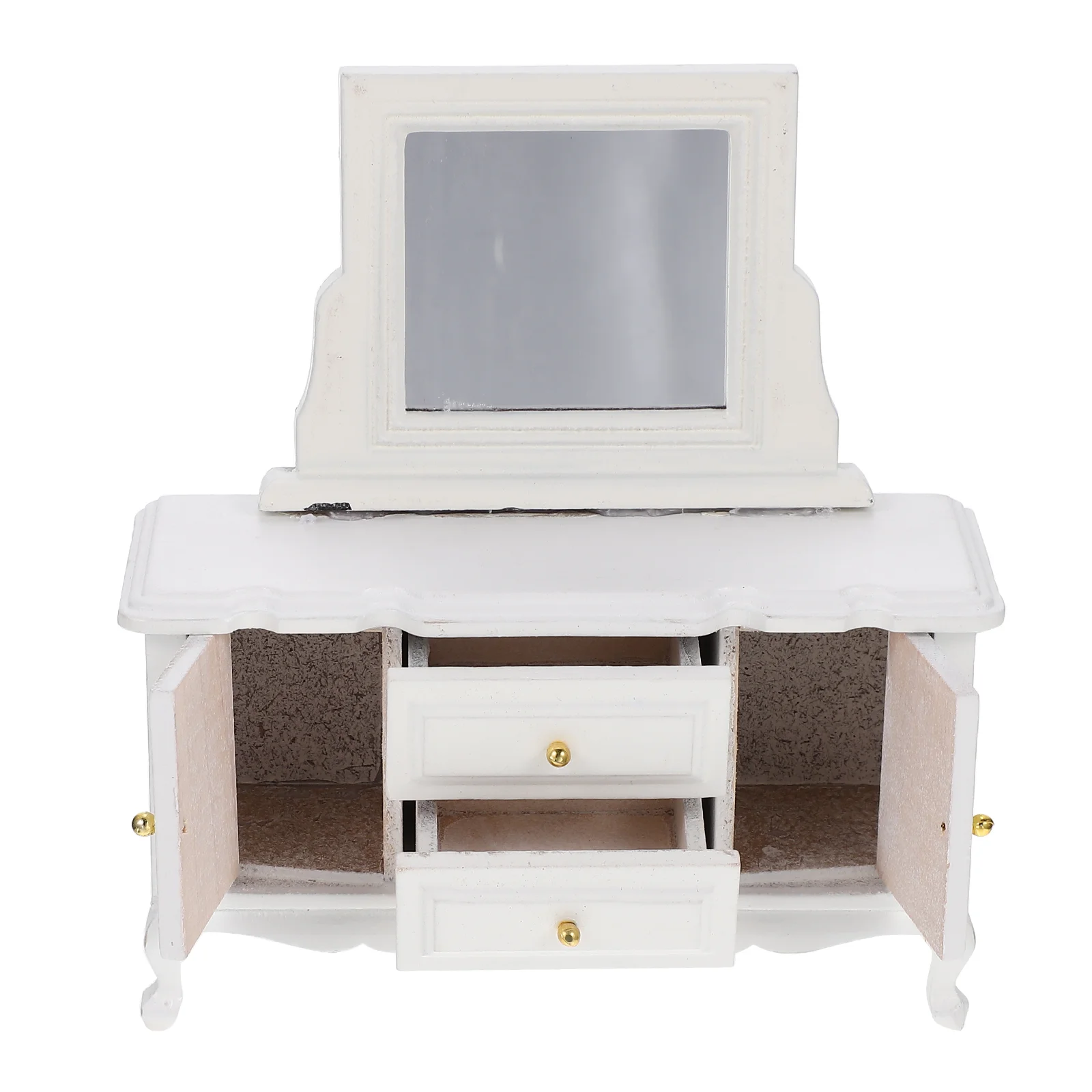 Mini Dresser House Furniture Decor Dollhouse Vanity Desk Home Miniature Bedroom Adornment Mirror Toy