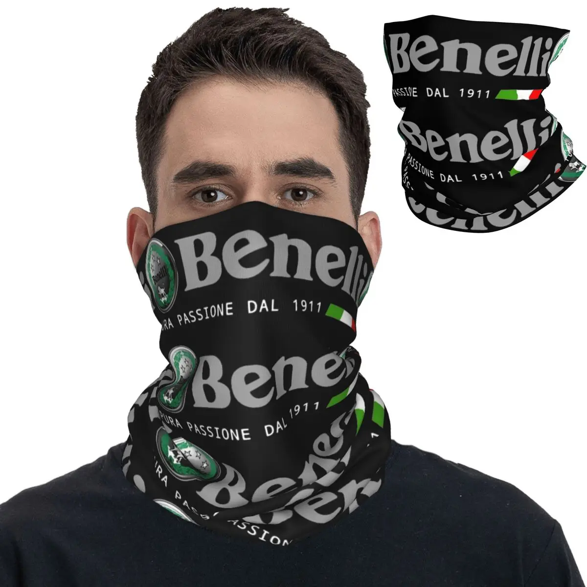 BENELLI-Cagoule de randonnée multi-usage pour hommes et femmes, masque imprimé, écharpe respirante, bandana, cou, design de moto, adulte