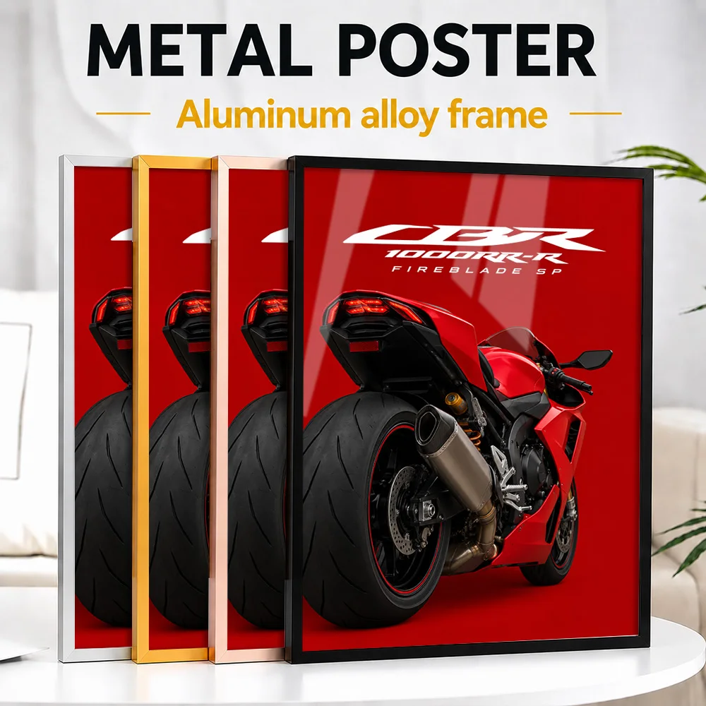 Japanese CBR1000RR-R Fireblade SP Grand Prix Red Motorcycle Framed Metal Print Customized Road Icon Tribute Wall Art For Garage