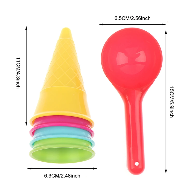 5 pz/lotto carino cono gelato Scoop Set giocattoli da spiaggia giocattolo di sabbia per bambini bambini educativi giochi estivi Set regali di gioco