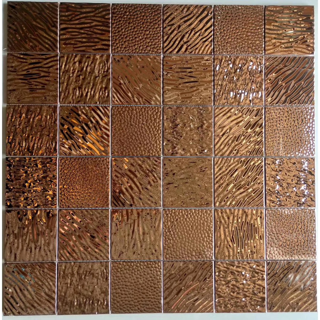 

Fashion style gold metal mosaic tile gold stainless steel mosaic for kitchen backsplash DIY wall sticke