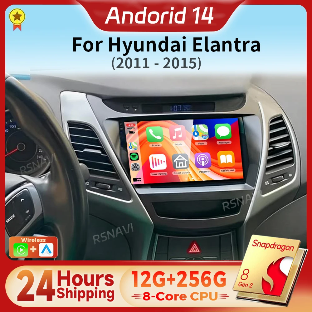

Android 14 Qualcomm Car Radio Carplay Auto BT Navigation Multimedia Player For Hyundai Elantra Avente i35 2011 - 2015 Snapdragon