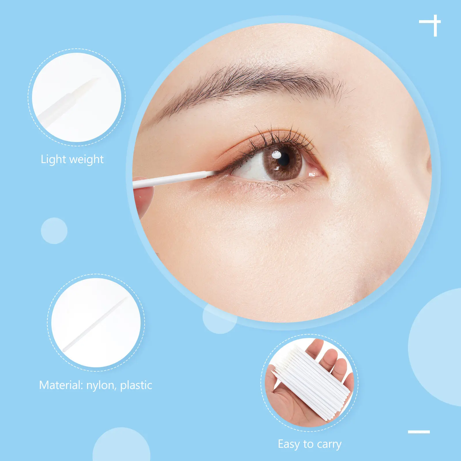 100Pcs Eyeliner Brush Disposable Mini Makeup Eye Tool Portable Applicator Nylon Fiber Head for Liquid Eyeliner view 6