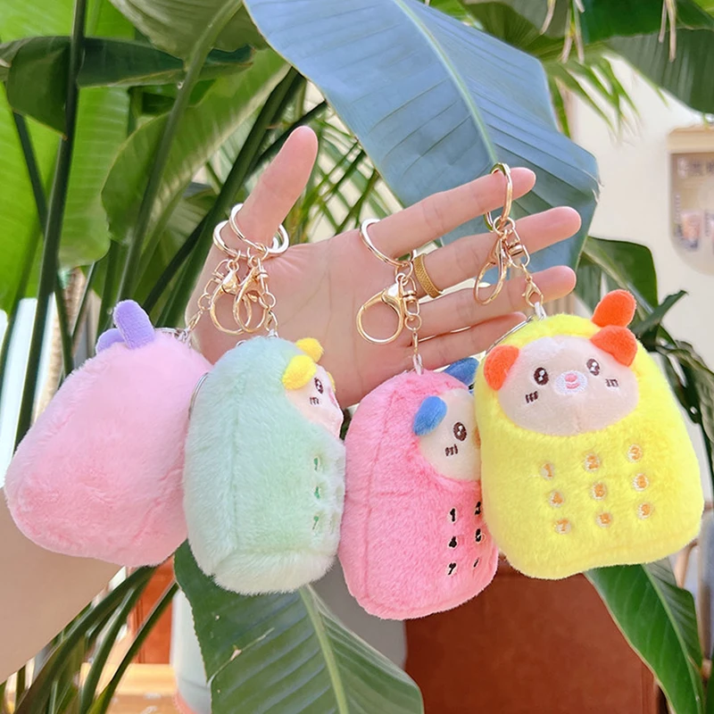 Cartoon Cute Plush Mobile Phone Bear Toy Pendant Keychain Fashion Car Keychain Creative Backpack Decoration Accessories Gifts