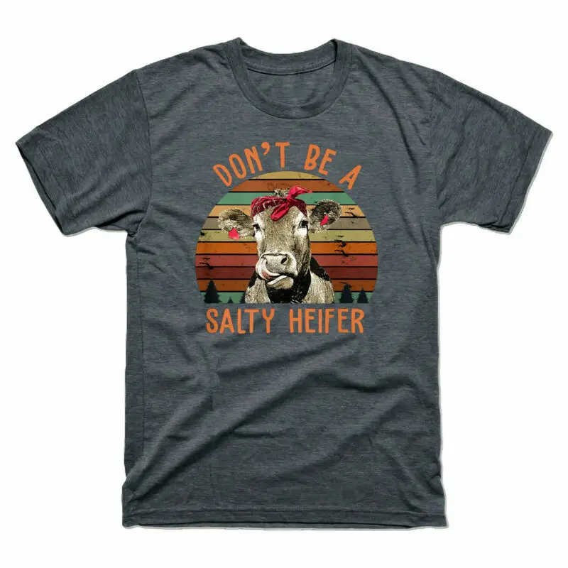 Don't Be A Salty Heifer Cow Wearing Headband Vintage  Tee  Navy  Anime Graphic T-shirts for Men Clothing Women