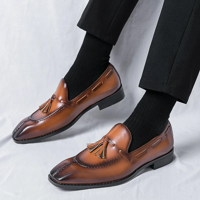 New Men's Casual Leather Shoes Mens Driving Loafers Light Moccasins Men Trendy Tassels Party Wedding Flats Sizes 38-48