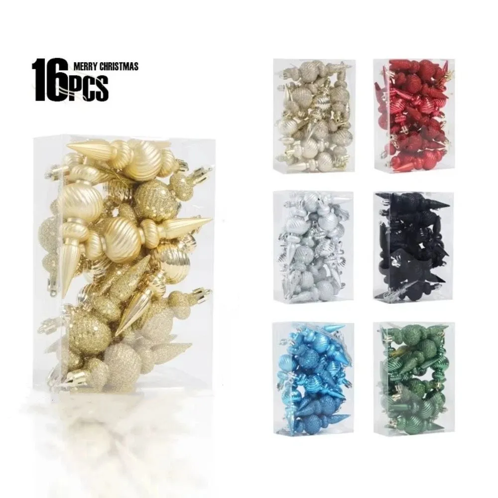 16 قطعة 16 قطعة/صندوق عيد الميلاد كرات معلقة مع حبل معلق مسحوق ذهبي شجرة عيد الميلاد زينة الحفلات على شكل خاص #1