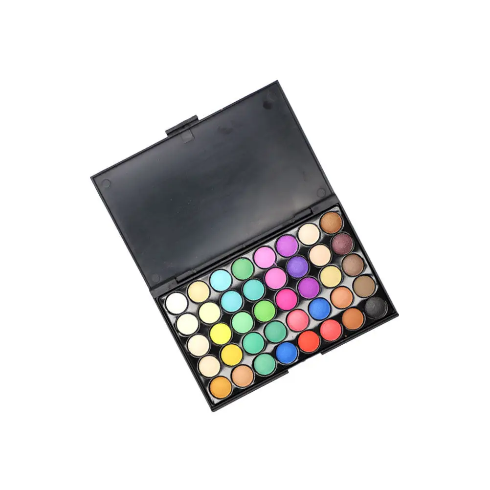 

Палитра теней для век 40 цветов: матовые, перламутровые, сияющие, дымчатые оттенки. Многоцветная комбинированная палитра для женщин.