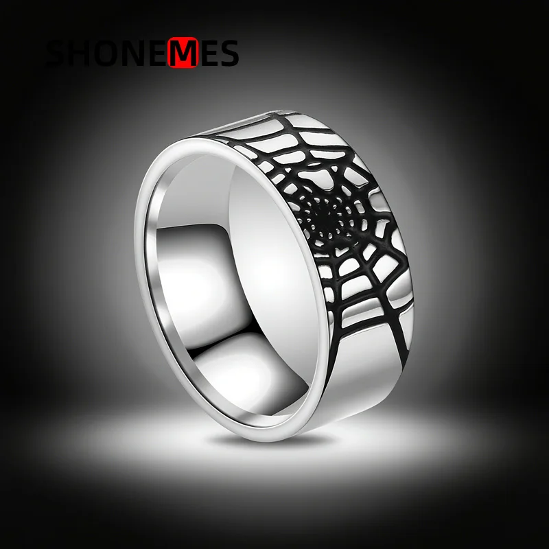 Shonemes Spider Web Rings Titanium Personality Design Finger Bands Jewelry Gifts for Men