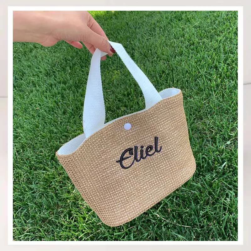 

Women's Straw Beach Bag with Embroidered Name New Holiday Woven Bag Shopping Tote Bag Personalized Wedding Bridesmaid Gifts