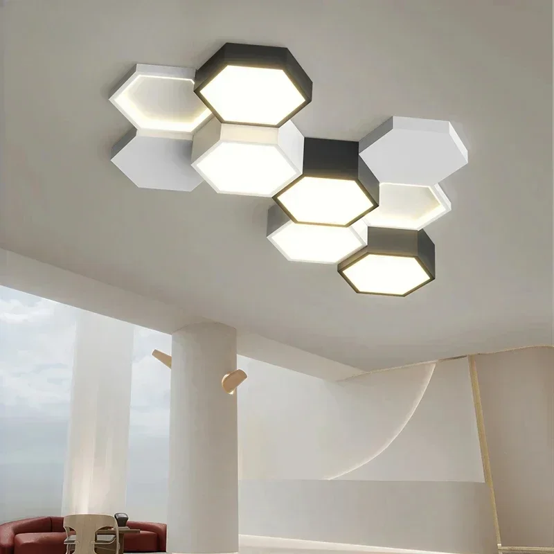 2025 Nordic Designer Modern Minimalist Honeycomb Living Room LED Ceiling Lamp Bedroom Creative Geometric Home Decor Lighting Fix