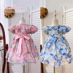Girls' dress Summer 2024 new Western girl Spring summer Fairy Princess dress High Ding Heavy children's dress