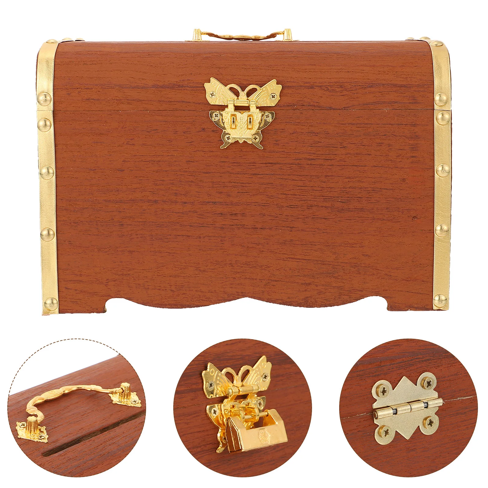 

1pc Wooden Treasure Bank Practical Wood Coin Box With Lock For Jewelry Storage Home Decor Dustproof Money Container