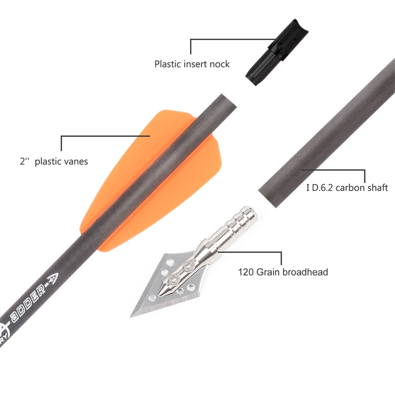 

6 шт. R9 7,5-дюймовый арбалетный болт, стрелы, стальной бродхед, подходит для 50-80 фунтов, спортивных стрел для стрельбы из лука на открытом воздухе, охоты