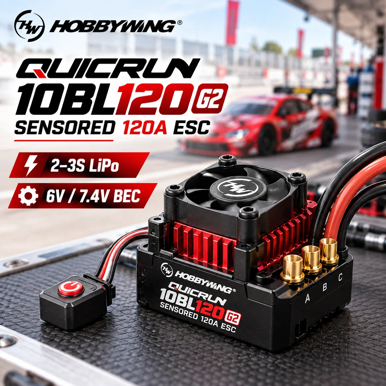 Brushless Esc Sensored 120A Rc Drift - Hobbywing QuicRun 10BL120 ESC sem escovas
