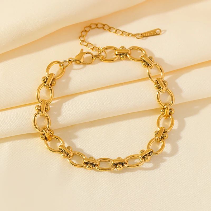 EILIECK Edelstahl Metall Goldfarben Kette Halskette Armband für Damen Neue Mode Wasserdichtes Schmuckset Geschenk Party – Detail 21