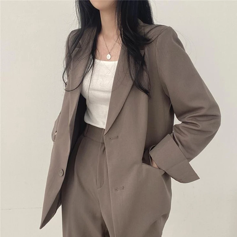 Women's Casual Notch Lapel Thickened High Waist Suit Jacket And Wide Leg Pants Set Autumn 2026 Fashion Two-Piece Set