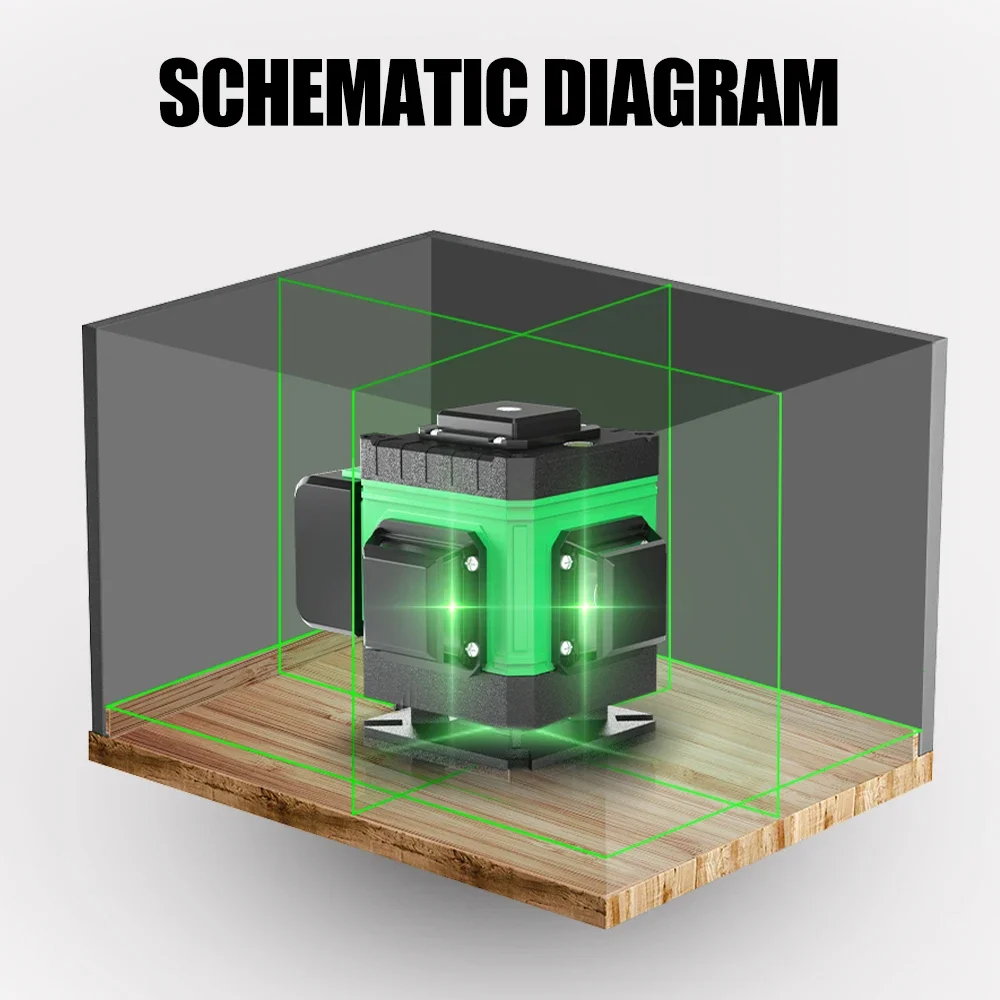 Laser Level 12 Line 3D Self-Leveling 360 Horizontal and Vertical Cross Construction Level Green Line Laser Level Nivel Láser