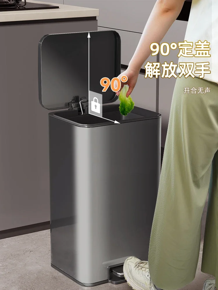 

-Kitchen Trash Can, Household Stainless Steel Living Room, Foot Pedal, Toilet Toilet Foot Pedal, Large Size Large Capacity