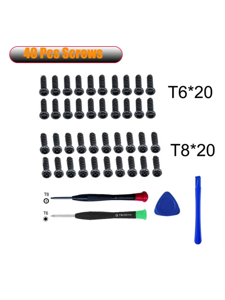 Vis T6 T8 pour manette de jeu, pièce de réparation pour XBOX série S/X Xbox One S/Xbox 360, outils de remplacement, 40 pièces