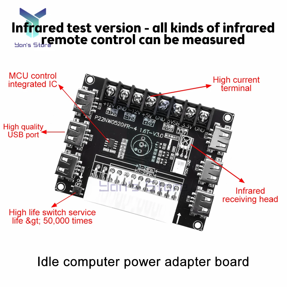 Sạc USB Máy Tính Khung Xe Điện ATX Chuyển Adapter Ban Cung Cấp Điện Cất Đĩa 5V 2A đầu Ra 24 Chân