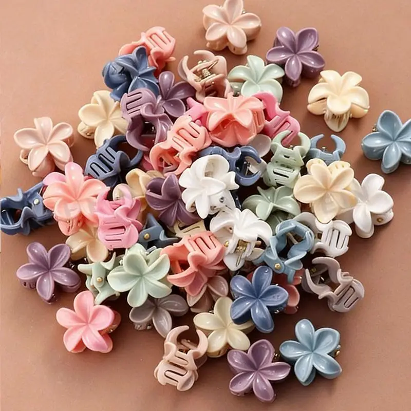 10/20/30pcs Small Hair Claw Clips Sweet Color Mixed Flower Frosted Clips Hairpin Barrette For Women Girl Kids Hair Accessories