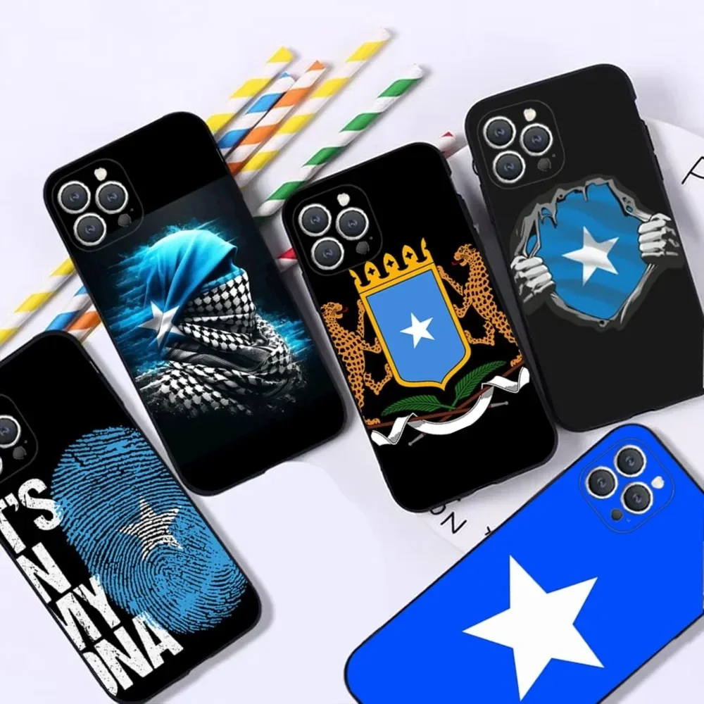 

Flag of Somalia Phone Case For iPhone 16,15,14,13,12,Pro,Max,11,7,8,Plus,XR,XS Max Shockproof Silicone Soft Shell