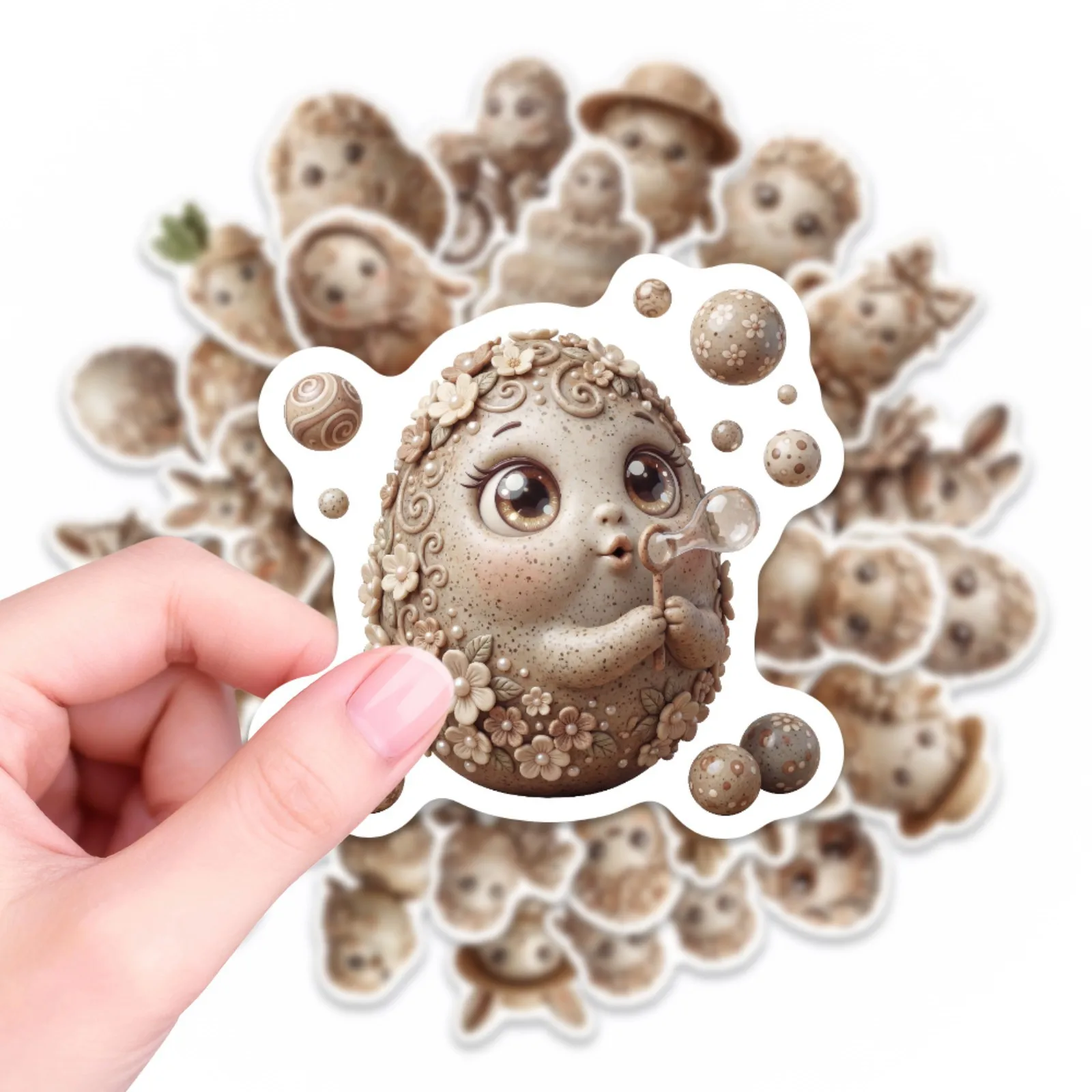 10/30/50PCS Cartoon Easter Egg Stone Stickers Aesthetic Rabbits Flower DIY Toys Guitar Luggage Suitcase Decals Graffiti Sticker