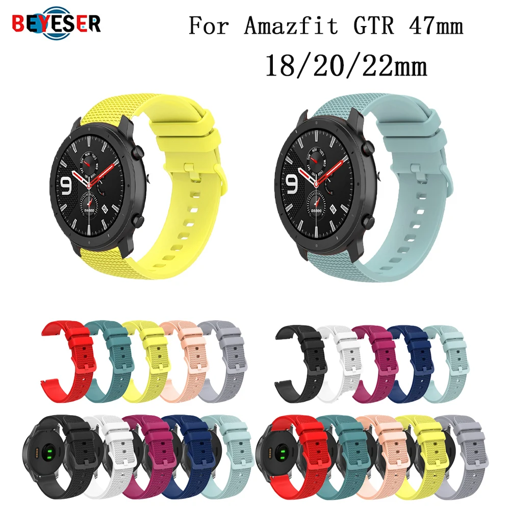 

For Amazfit GTR 47mm Strap Watch Band Silicone Sports Strap 18mm/20mm/22mm Smart Watch Replacement Watchband For Amazfit GTR 2