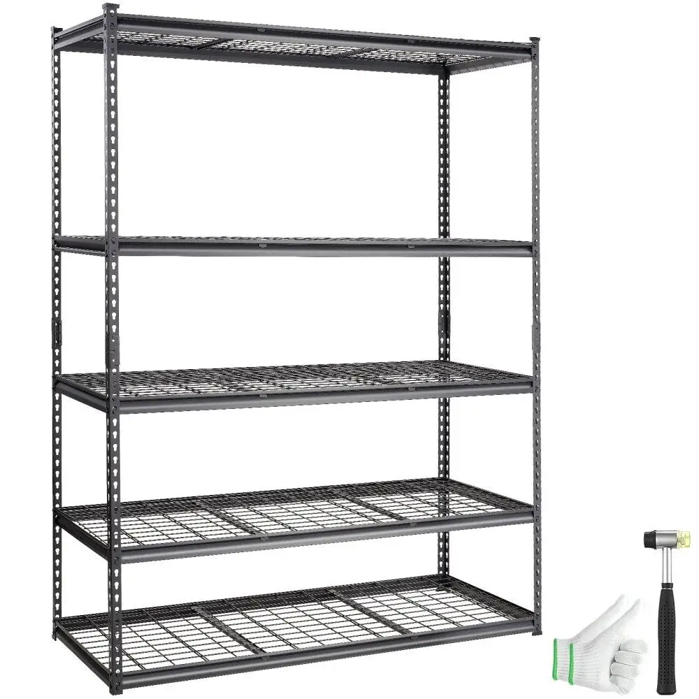 

Heavy Duty 5-Tier Adjustable Storage Shelving Unit 2000 lbs Capacity Metal Wire Rack Organizer Black 60Lx24Wx78H for kitchen