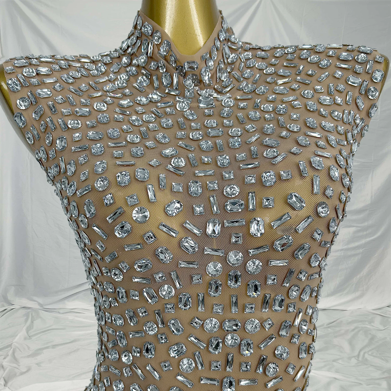 Fubei Temperament Foreign Trade Sleeveless Long Evening Dresses Sexy Flash Diamond Design Robe Soiree Elegante Pour Femme ﻿