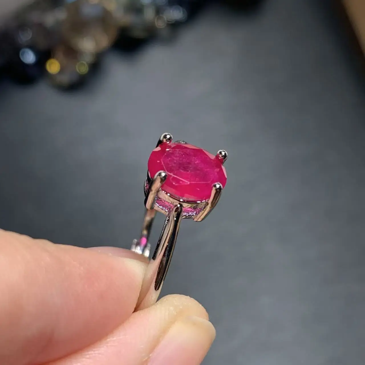 Women's Vintage Natural Ruby Adjustable Ring, High Quality
