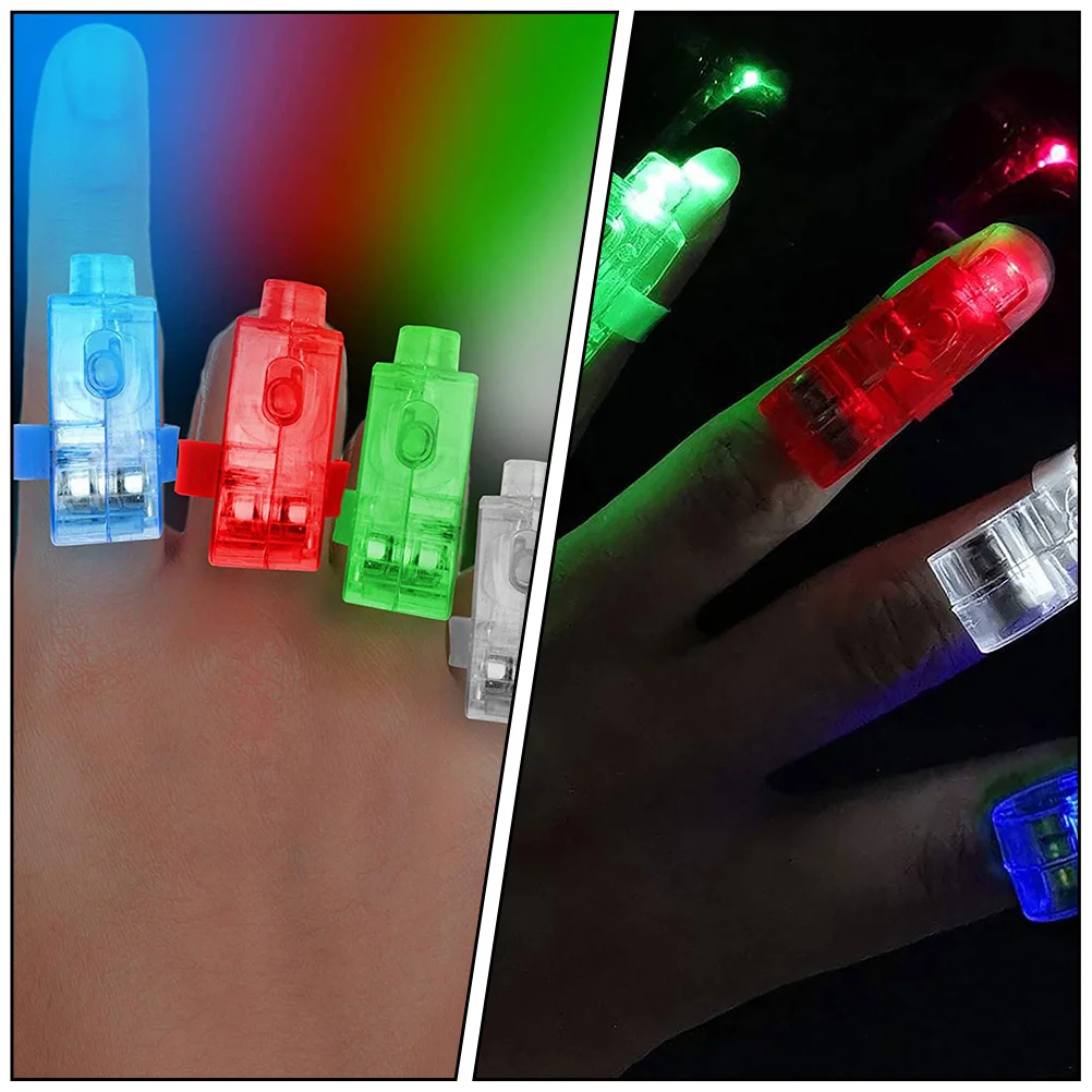 24 Pcs Light up Finger Glowing Lamp Plastic Finer Rings Luminous Party