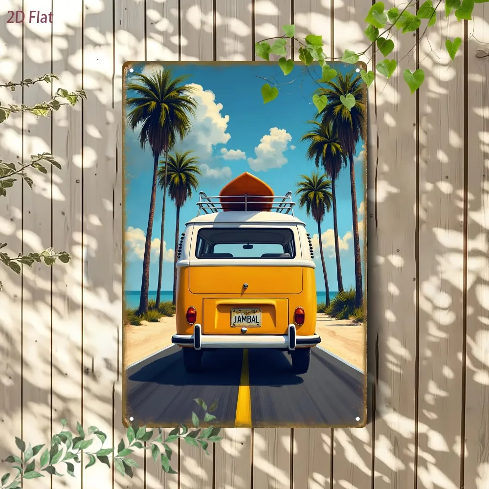 Vintage Surf Bus Metallschild 20x30cm Retro Strand Wanddekoration Eisenplakette für Zuhause Café Büro Surf-Raum