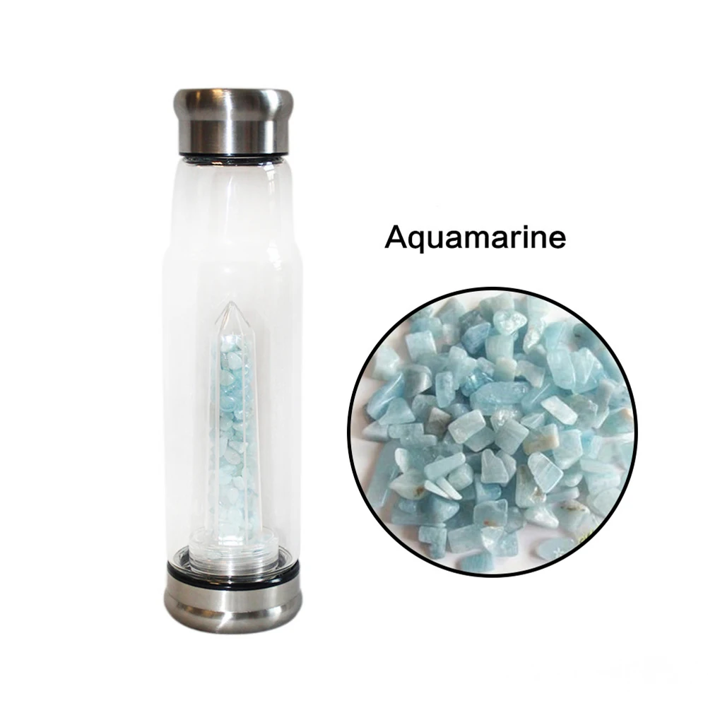 Quartz Crystal Water Bottle, Natural Quartz Crystal Water Bottle - Rejuvenate Your H2O with Healing Stones