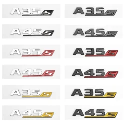 3d ABS Chrome Black Logo A35S A45S Emblem Letters  Badge Car Sticker For Mercedes Benz A45S AMG W176 W177 Accessories​