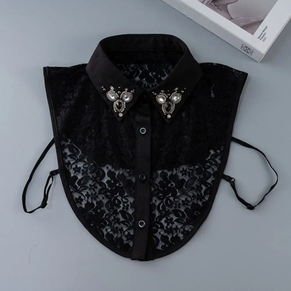 

Top Neckwear Shirt Fake Collar Clothing Accessory Handmade Embroidered Rhinestone Lace Bodysuit Lace False Shirt Collar