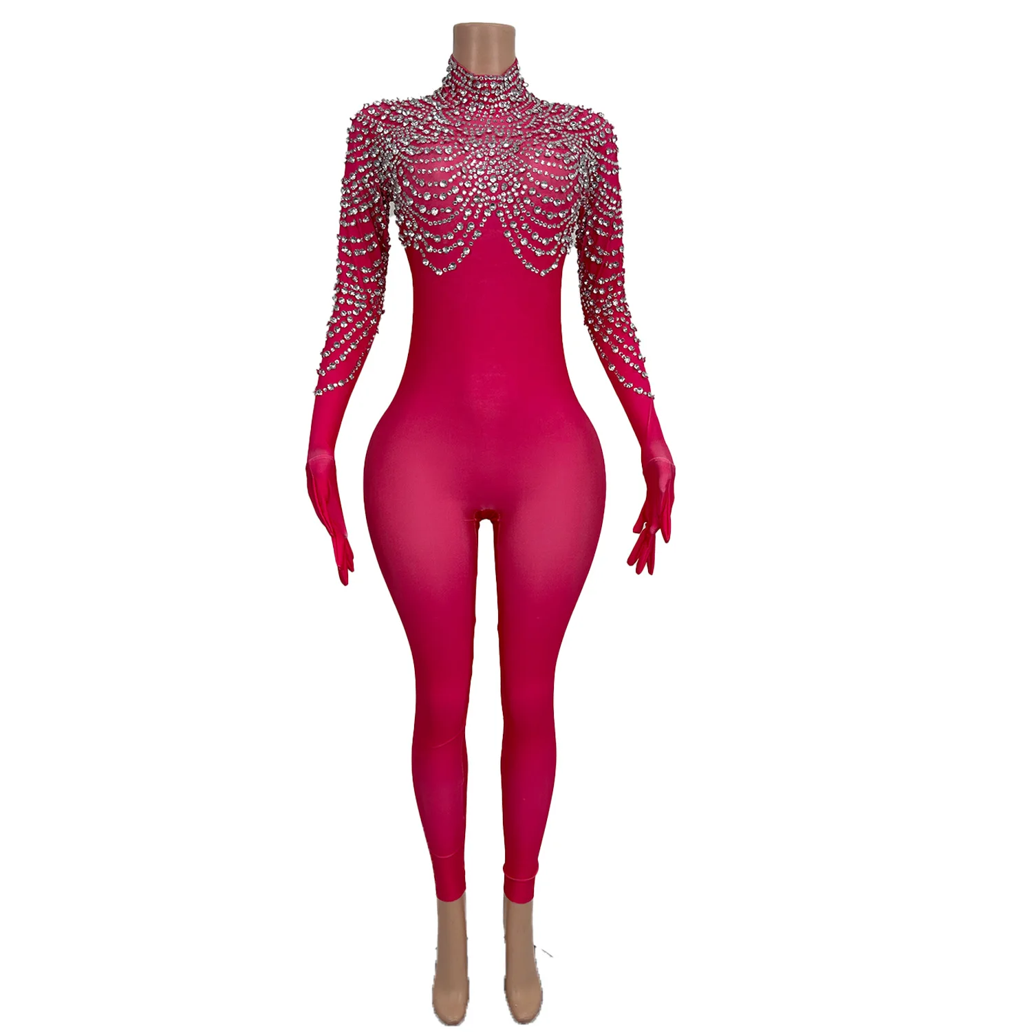 

Sparkly Rhinestone Sexy Jumpsuits Party Event Stage Performance Costume Spandex Bodycon Leggings Rave Festival Showgirl Jumpsuit