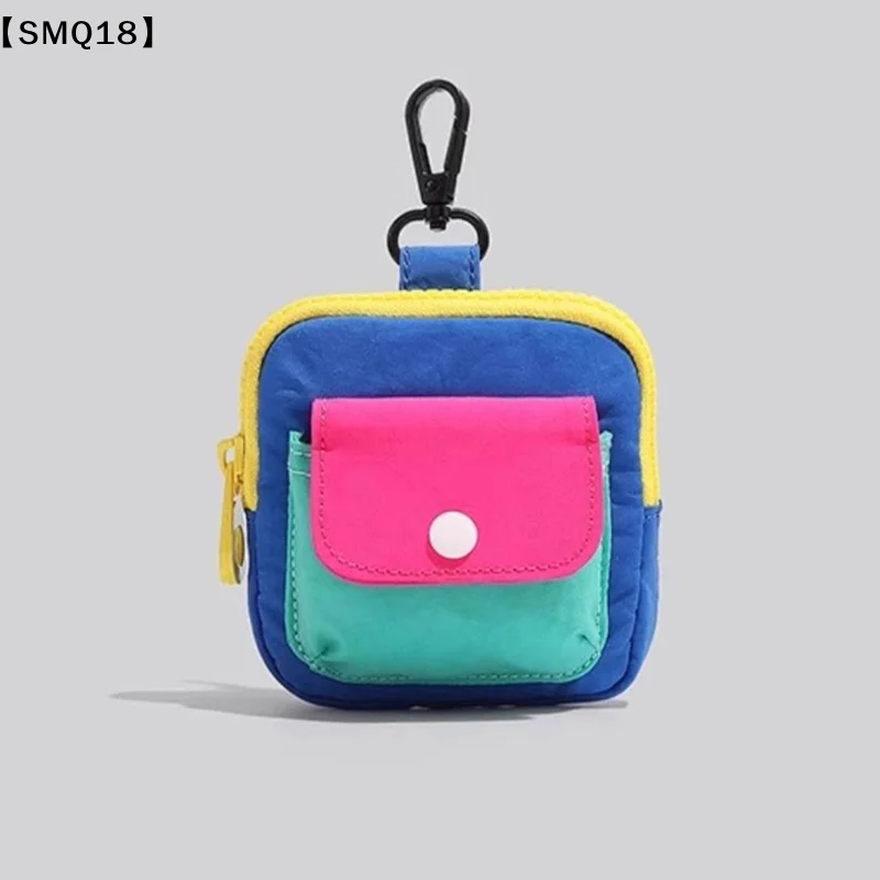 Portable Durable Zipper Coin Purse Contrast Color Earphone Bag Multifunctional Wallet Keyring Bag Daily Use Decoration Gift【SMQ】