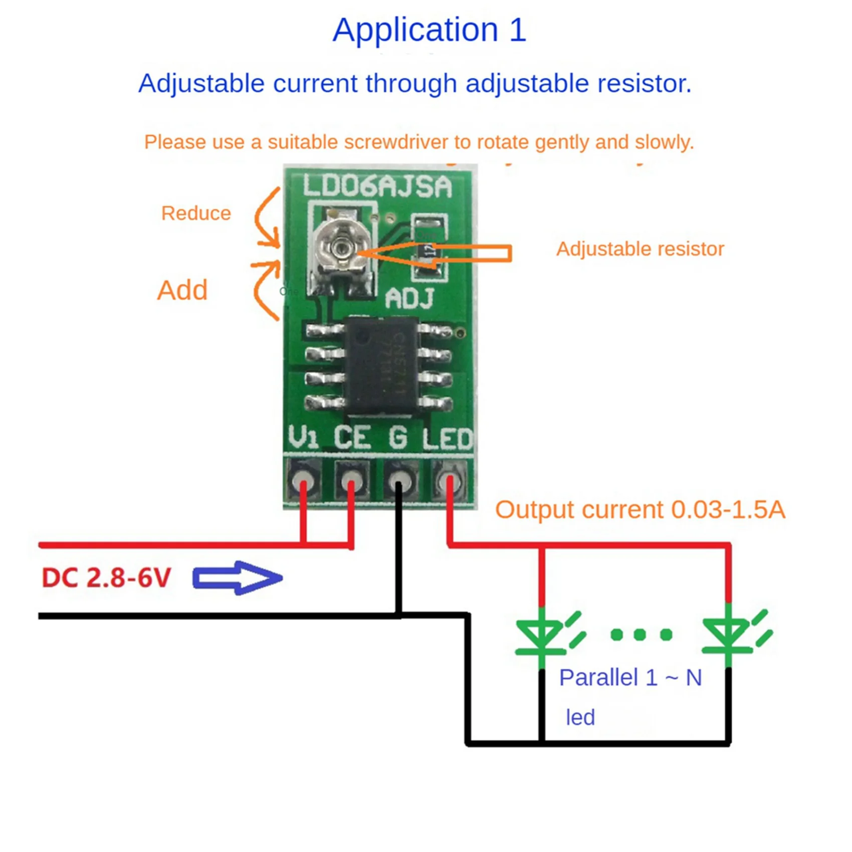 10PCS 30-1500MA Adjustable Constant Current LED Driver DC 3.3V 3.7V 4.2V 5V PWM Control Board Buck Power Module