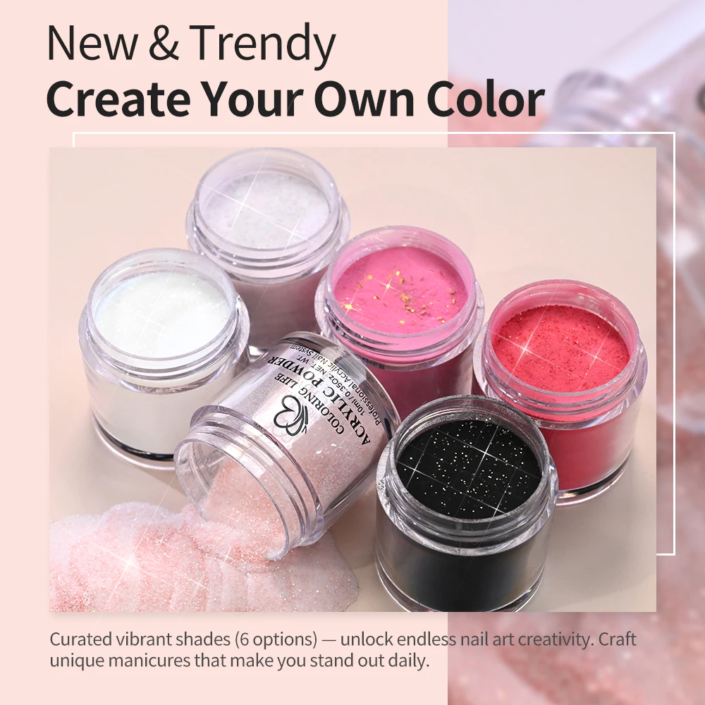 

6Jar/Set 10ml Shiny Glitter Acrylic Nail Powder Gold Glitter Sequins Nails Art Crystal Powders Professional Manicure Accessories