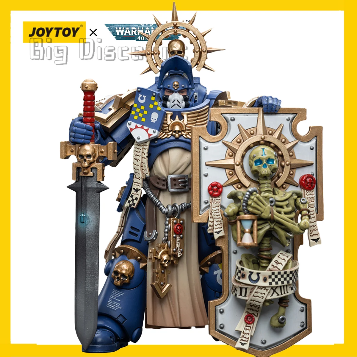 [IN STOCK] JOYTOY 1/18 Warhammer 40K Action Figure Ultramarines Primaris Captain with Relic Shield and Power Sword Model