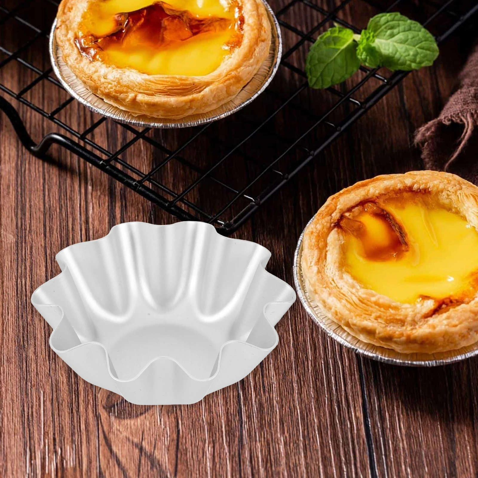 

6pcs Egg Tart Molds Aluminum Alloy Non Stick Mini Pastry Tools for Baking Pies Desserts Easy Clean Heat Resistant Kitchen