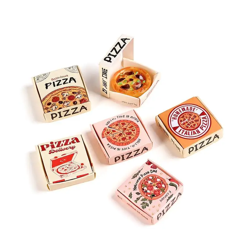 5/10 Pcs 1:12 Dollhouse Miniatures Pizza Box Model Doll House Accessories Decor Simulation Mini Food Toys Pretend Play Toys DIY