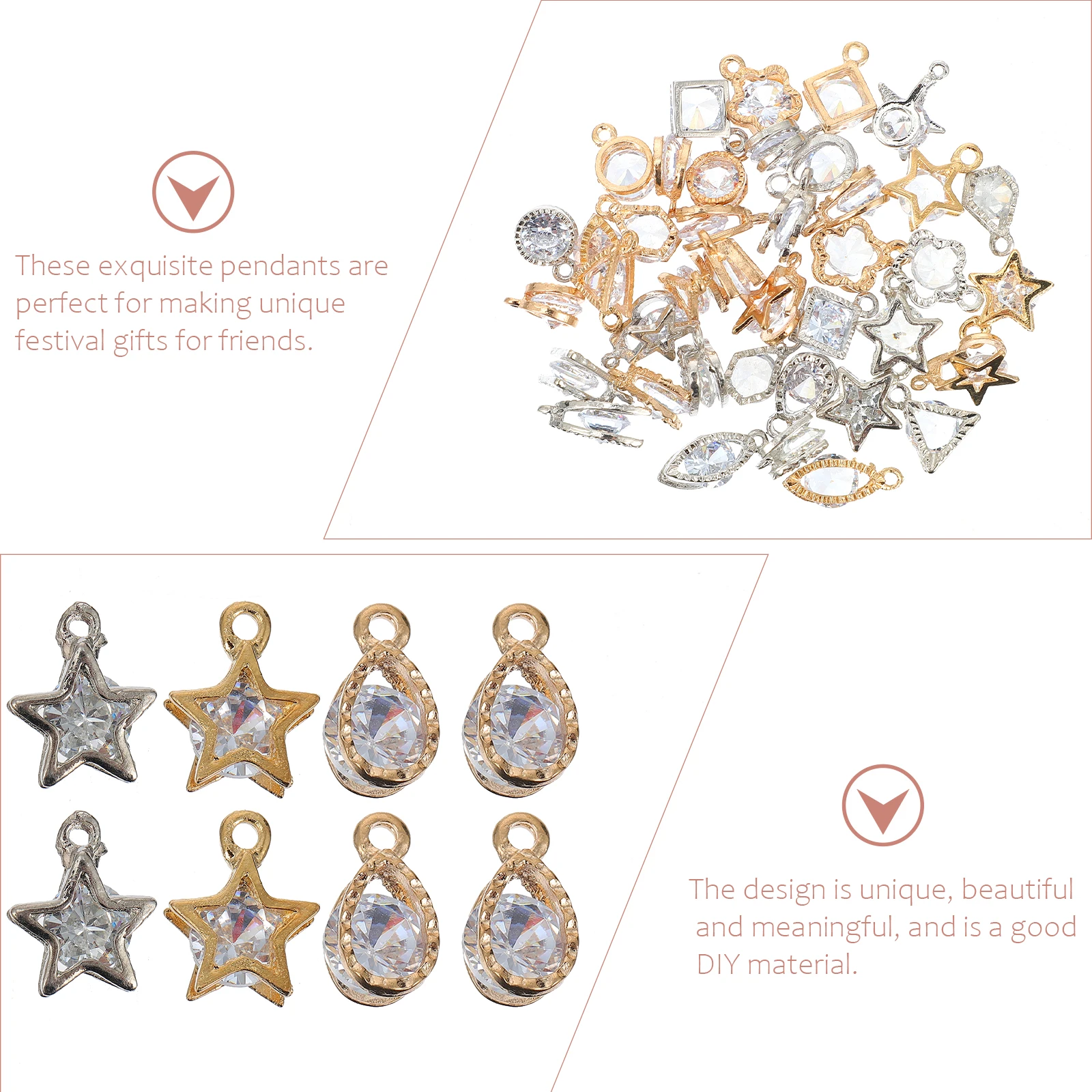 

40pcs Crystal Alloy Necklace Charms Decorative Pendants Jewelry Accessories Diy Craft Shiny Bracelet Charms Elegant Decorative