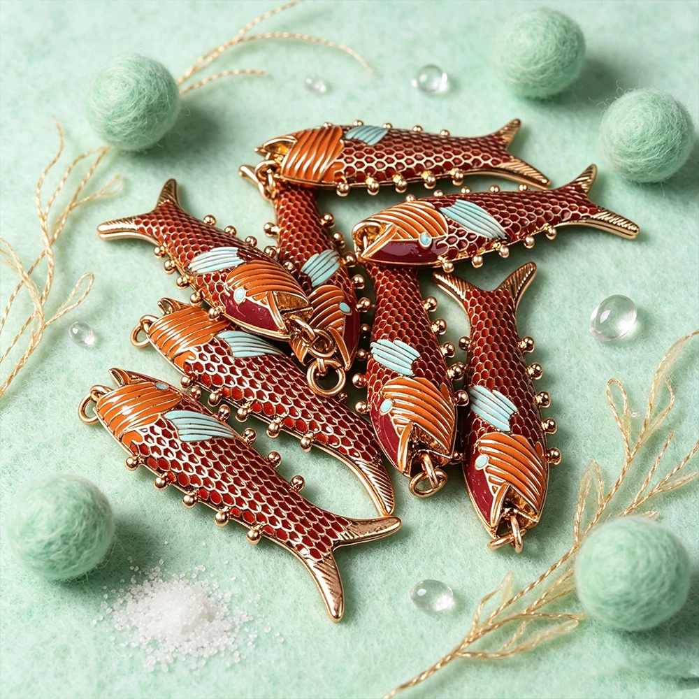 1 PCS Stylish Retro Fish Design DIY Jewelry Making Accessory Single Sale Vivid Sea Animal Ornament Component Handmade Craft